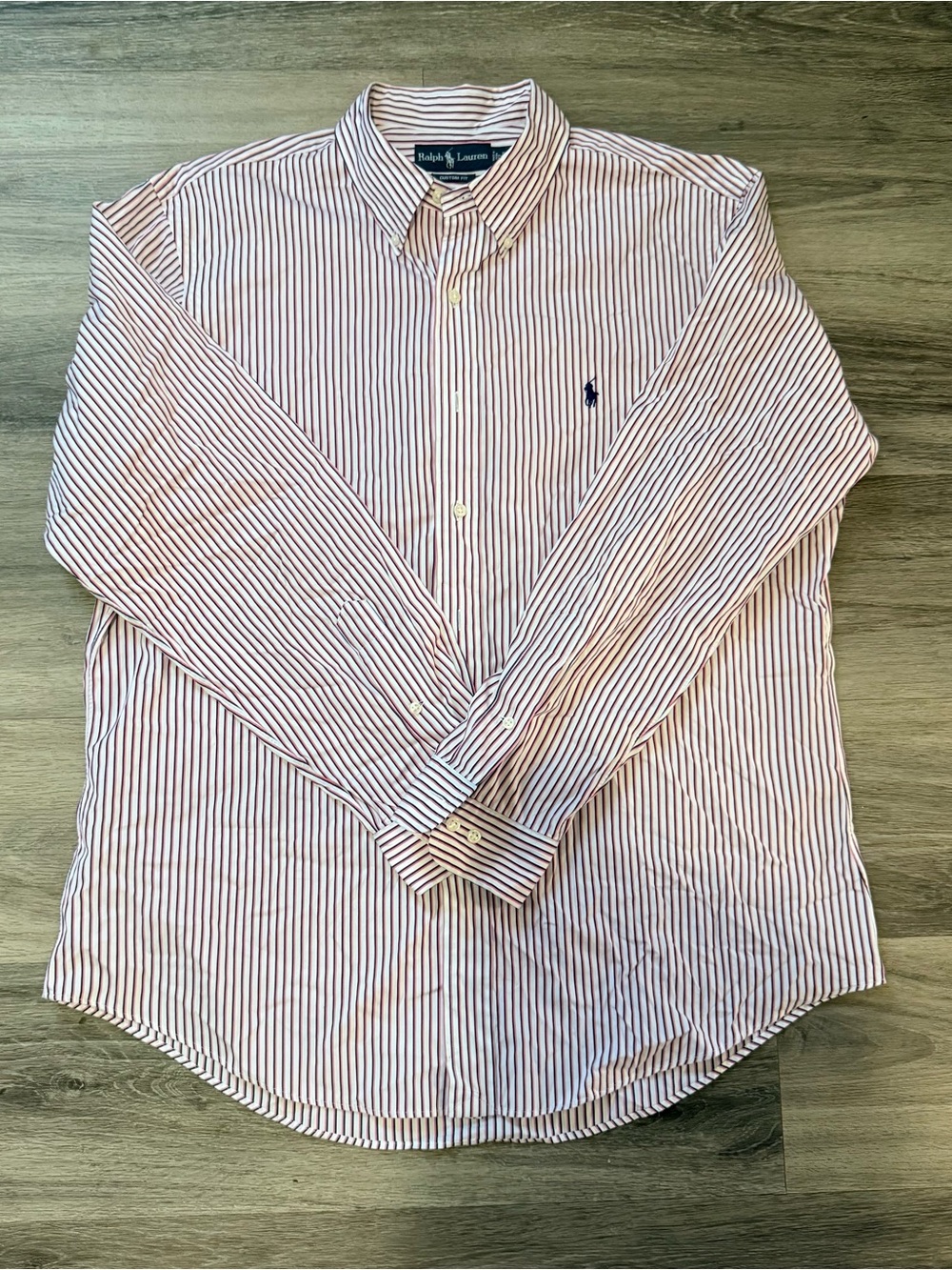 Ralph Lauren Men’s White & Red Pinstripe Button-Down Shirt